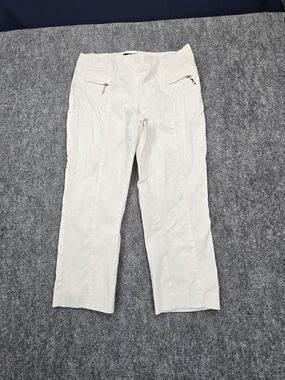 Alfani Petite Pull On Pants Womens 6P White Slim Straight Zip Pocket Stretch